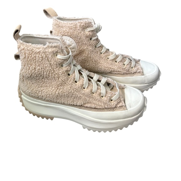 Converse Run Star Hike Hi Sherpa Farro Platform Sneakers Beige A04258C Sz 8.5 - Picture 8 of 15